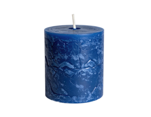 Dark-blue cylindrical candle with textured surface