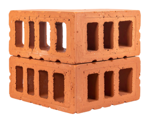 Two stacked perforated bricks