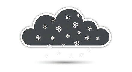 Dark Cloud with Falling Snowflakes on White Background