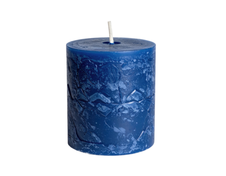 Dark-blue cylindrical candle with textured surface