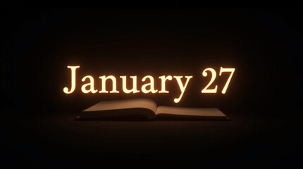 A solemn remembrance of january 27, illuminated by the warm glow of knowledge within an open book, casting a gentle light on the importance of this date in history and memory
