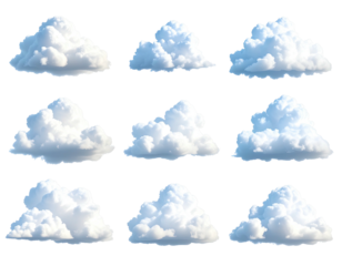 Nine stylized cloud formations