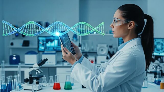 Genetic research with digital dna interface - Powered by Adobe