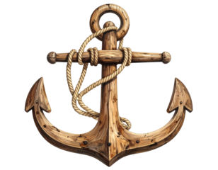 Detailed illustration of a wooden anchor