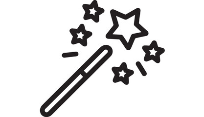 Magical wand creating sparkling stars and enchanting effects