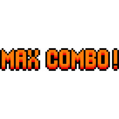 Max combo in pixel art game, arcade message, points in retro game