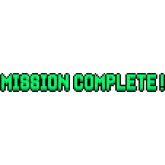 MISSION COMPLETE! Game Message, Arcade Game element, game points 