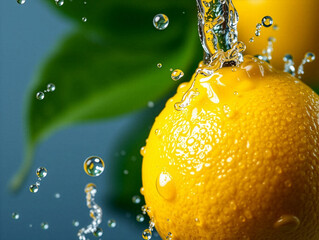 Vibrant Fresh Lemon with Dynamic Water Splash on Dark Background 9