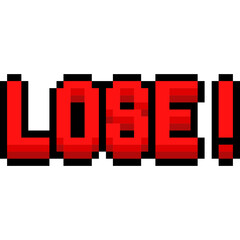 Lose text in pixel art game, Arcade message, leisure game 
