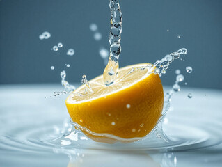 Vibrant Fresh Lemon with Dynamic Water Splash on Dark Background 6