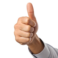 Hand Giving Thumbs Up Approval Success Gesture Isolated on Transparent Background