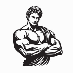 Greek Mythology God Standing with Arms Crossed Vector isolated on white background