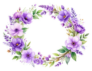 Floral wreath in shades of purple and white