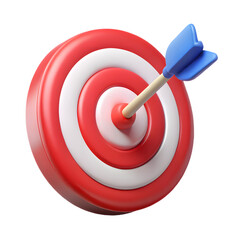 3D Target Bullseye Arrow Success Goal Icon Isolated PNG on Transparent Background