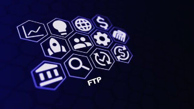 FTP and Secure File Transfer Solutions for Businesses. technology, business and network connection icon concept.
