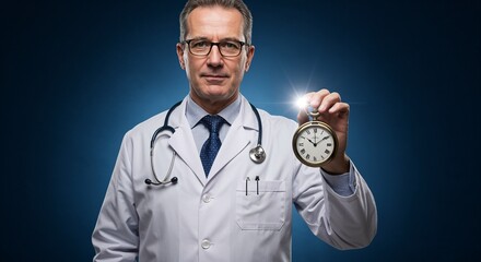 Doctor holding a vintage clock symbolizing Daylight Saving Time Change  