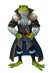 Fantasy Frog prince with sword illustration