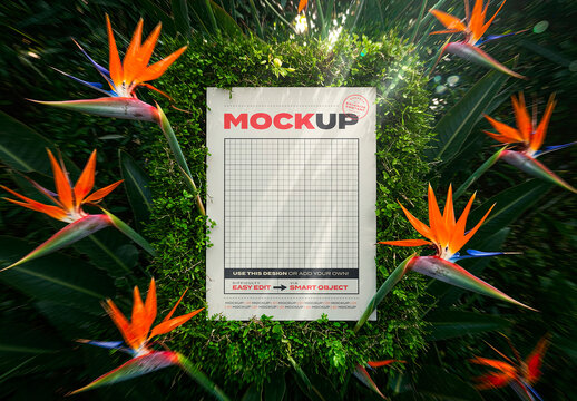 Poster Mockup with Bird of Paradise
