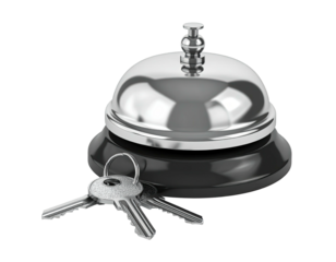 Hotel reception bell and keys