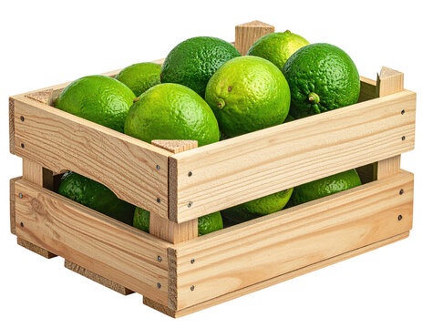 Wooden crate filled with fresh limes (1)