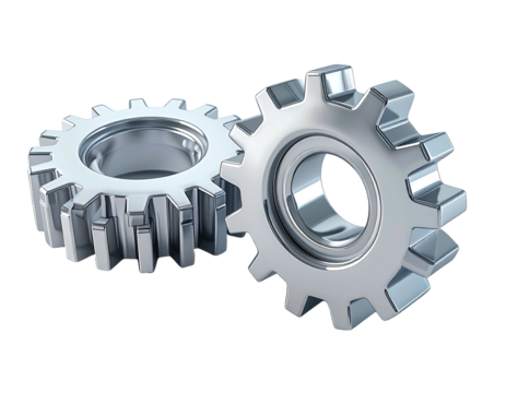 Two metallic gears interlocked (1)