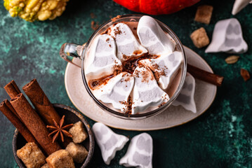 Halloween hot chocolat with ghost marshmellow