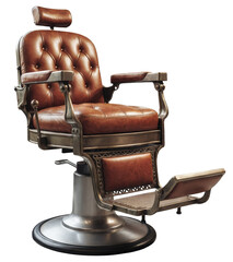 Vintage luxury barber chair isolated on transparent background. PNG