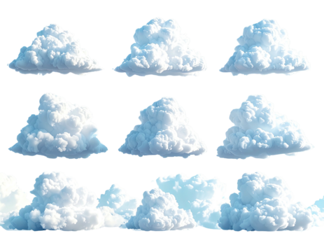 Collection of various cumulus clouds