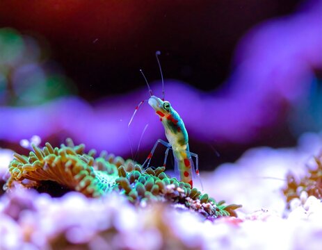 Vibrant shrimp on a coral reef