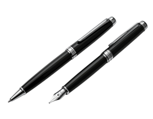 Two black pens, one fountain pen, one ballpoint pen