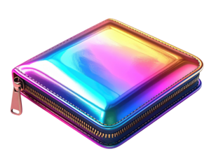 Colorful iridescent zippered wallet