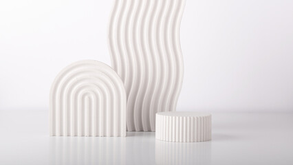 Minimalist geometric product presentation scene for product photography made with gypsum props. Petfect for product placement and designs.