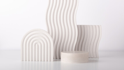 Minimalist geometric product presentation scene for product photography made with gypsum props. Petfect for product placement and designs.