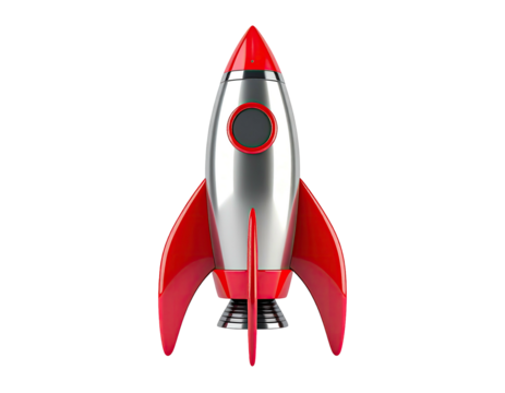 Retro rocket against black background