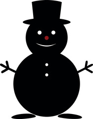 Happy Snowman Standing in Snow, Festive Christmas Vector