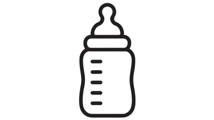 Simple line art illustration of a baby bottle with measurement markings