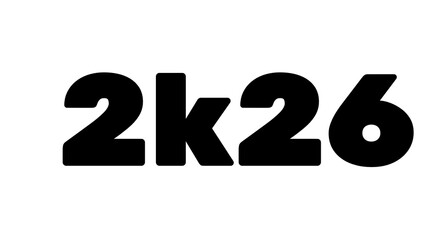 2k26 typography in bold black font simple and modern design isolated on white background