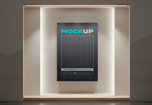 Vertical Poster Mockup on Store Display