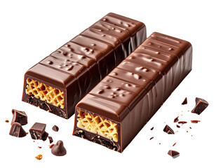 Two dark chocolate bars with honeycomb filling