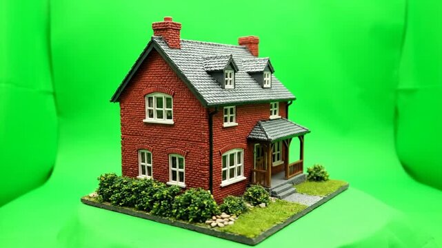 Model Home on Green Background