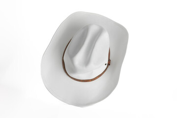 White cowboy hat, minimalist style, on clean white background