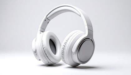 White headphones on a white background.  3D rendered