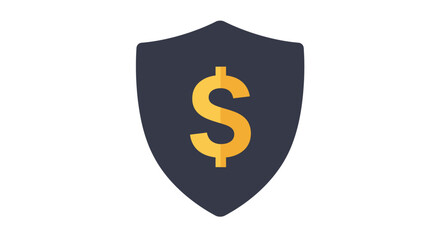 Shield with dollar sign, financial protection and security concept.