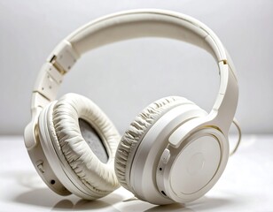 White headphones on a white surface