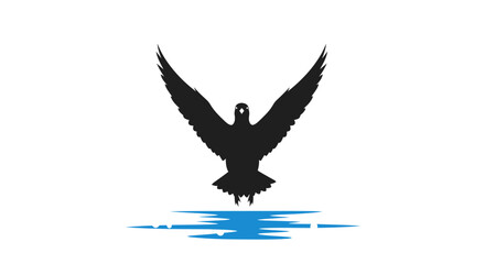 Obraz premium Silhouette of a majestic bird with outstretched wings soaring above water.