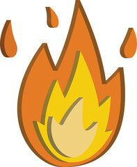 Bright orange and yellow cartoon flame vector illustration. Simple fire icon symbolizing heat, energy, passion, and power. Perfect for stickers, emojis, and digital graphic designs.
