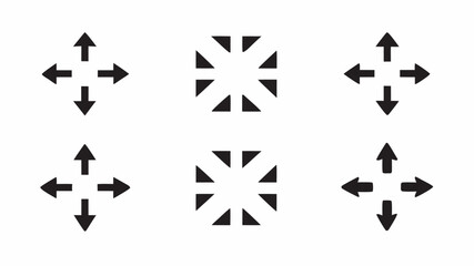 Obraz premium Illustration showing six black directional arrows and triangular shapes arranged in a symmetrical pattern | editable eps vectors silhouette