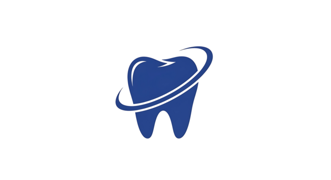 Modern blue tooth logo encircles clean dental care