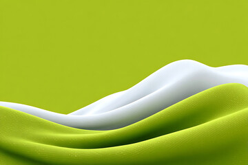 Abstract Wavy Texture of Green and White Fabric Creating Soft Flowing Patterns