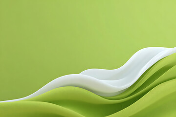 Abstract Green and White Waves on Soft Background Creating Calm Atmosphere